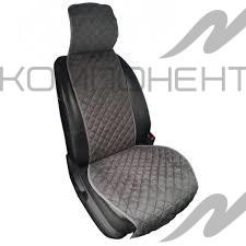Накидка на сиденье алькантара SKYWAY EXPENSIV Серая (строчка черная)