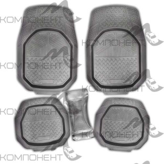 Коврик салона 5пр. SKYWAY Rain-4 полиуреан серый (77,5*55/26*60/48*50) ванночка