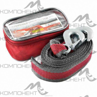 Трос буксировочный лента 5т (2крюка длина 5м) SKYWAY A-class в сумке