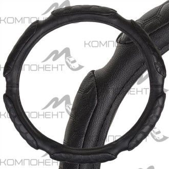Оплетка руля M ( 6 подушек) экокожа SKYWAY Sponge turtle Черная