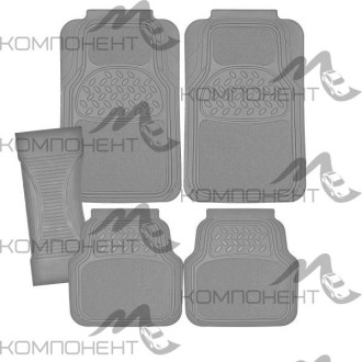 Коврик салона 5пр. SKYWAY Snow-1 полиуретан серый ковролиновые вставки