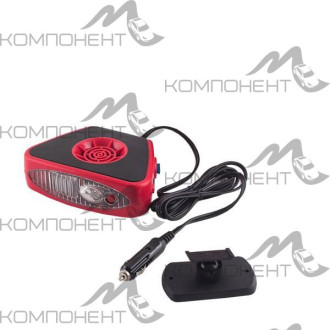 Тепловентилятор 12V SKYWAY в прикуриватель с фонарем черно-красный