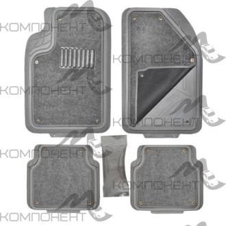 Коврик салона 5пр. SKYWAY Cold-3 полиуретан серый (72,5*50/60*26/50*55) съемный ковролин