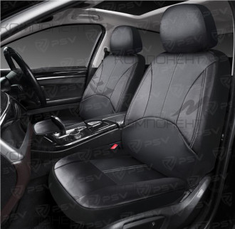 Авточехлы на передние сидения экокожа 6пр. PSV Imperial Next 2 FRONT Черный/отстрочка серая