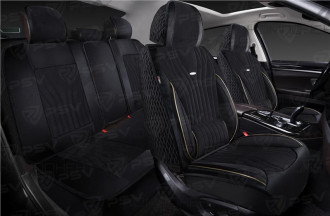 Накидки на весь салон 5D вельвет/экокожа PSV Angel Velur Черный/Кант Бежевый