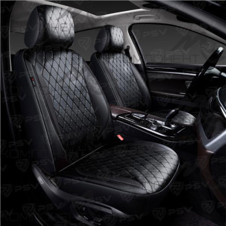 Авточехлы на передние сидения экокожа 11пр. PSV Graf Next 2 FRONT Черн/Ромб /отстроч. черная