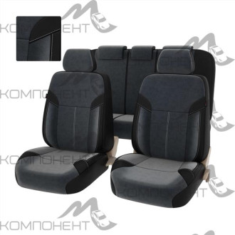 Авточехлы экокожа/велюр 11пр. PSV Amulet Next Черный-серый