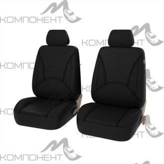 Авточехлы на передние сиденья экокожа/жаккард 6пр. PSV Imperial Next 2 FRONT Черный/Отстрочка черная