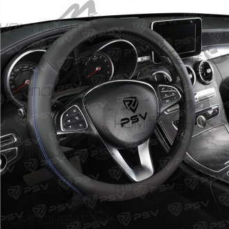 Оплетка руля M экокожа PSV RIB Черный/Отстрочка синяя