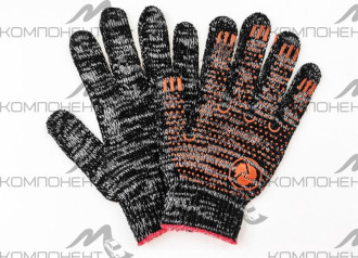 Перчатки х/б с ПВХ (черные)  7кл. (точка Саяны)