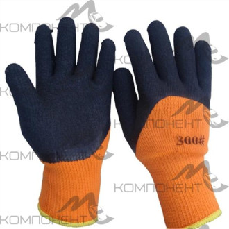 Перчатки утепленные, 3/4 рифленый облив (оранжевые) (точка Саяны)