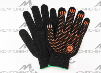 Перчатки х/б с ПВХ (черные) 10кл. (точка Саяны)