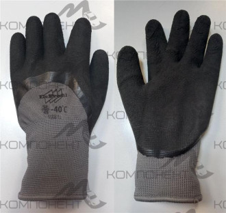 Перчатки нейлоновые со вспененным покрытием ЗИМА -40 двойные, иск.мех (точка Саяны)