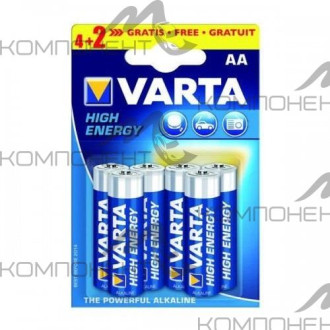 Элемент питания LR6 AA/6 VARTA LONGLIFE POWER (HIGH ENERGY) (4906) BL6 4+2