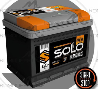 Аккумулятор 6CT- 60 Solo Premium EFB 610EN SLEPEFB 60-3-L прям (242*175*190) (АкТех)
