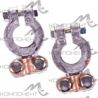 Клеммы АКБ свинец SKYWAY КОНТАКТ европа (+) - 17 мм, (-) - 16 мм (легкие) крепление 2 болта