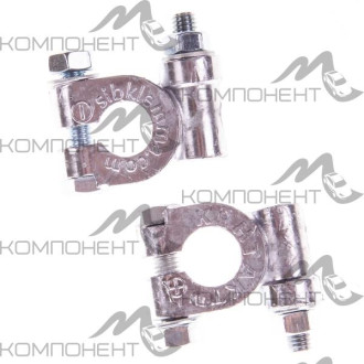 Клеммы АКБ свинец SKYWAY КОНТАКТ европа (+) - 17 мм, (-) - 16 мм крепление 1 болт боковое