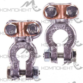 Клеммы АКБ свинец SKYWAY КОНТАКТ япония (+) - 14,7 мм, (-) - 13 мм крепление 2 болта