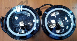 Фара 2101, НИВА, УАЗ, ЛУАЗ, ВОЛГА 12V 180мм св/д 2 дисковые линзы+2линзы+ходовые огни BLACK шт.