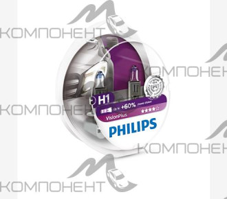 Лампа фары  H1  55 W 12V P14,5S PHILIPS VisionPlus (блистер 2шт)