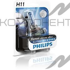 Лампа фары  H11  55 W 12V PGJ19-2  PHILIPS BlueVision Ultra