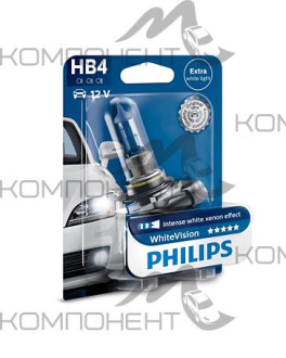 Лампа фары  HB4  51 W 12V P22D 9006  PHILIPS White Vision